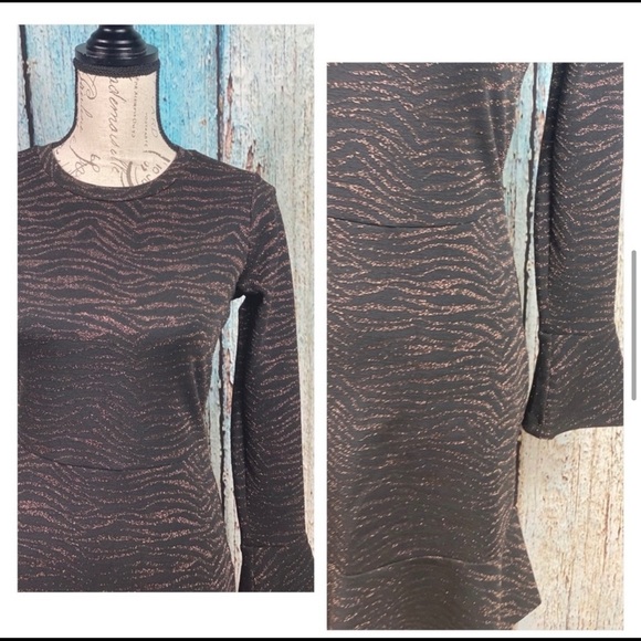 MICHAEL KORS NWT Caramel Animal Print Flounce Trim Dress - Picture 6 of 14